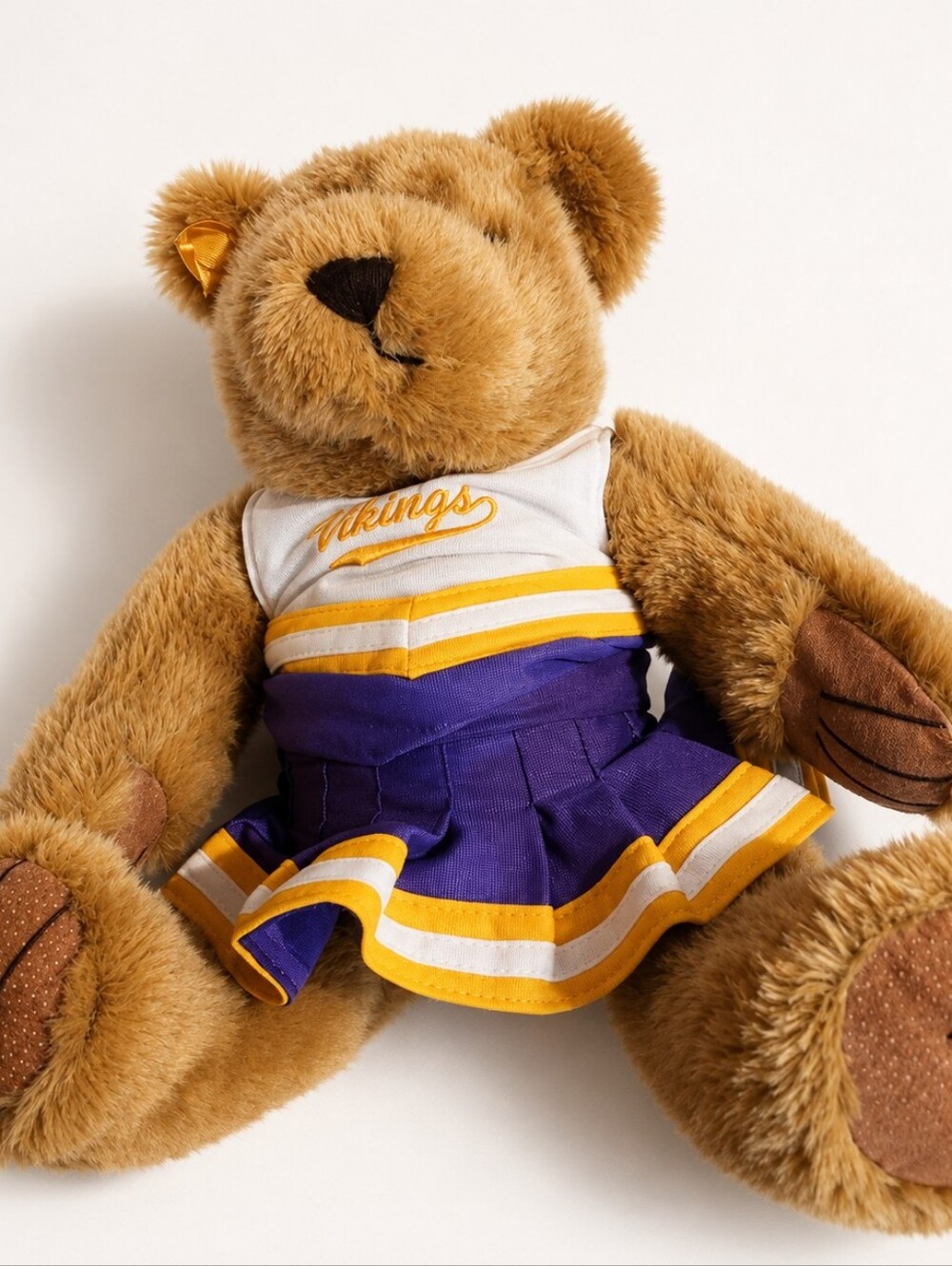 Vikings Cheerleader Teddy Bear Purple Gold 12"